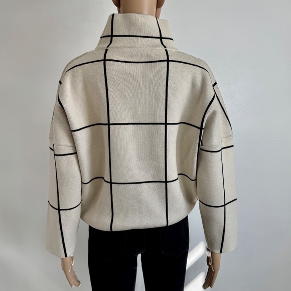 CHICWISH Wool-blend Grid Turtleneck Batwing Sweater, Women's Size S-M - Picture 4 of 10